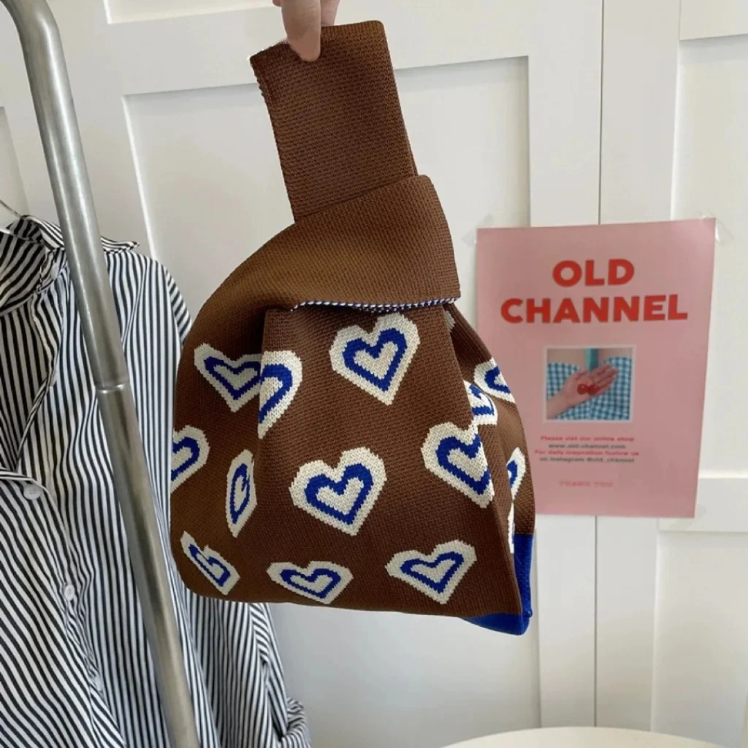 Hearts - Knitted Bag