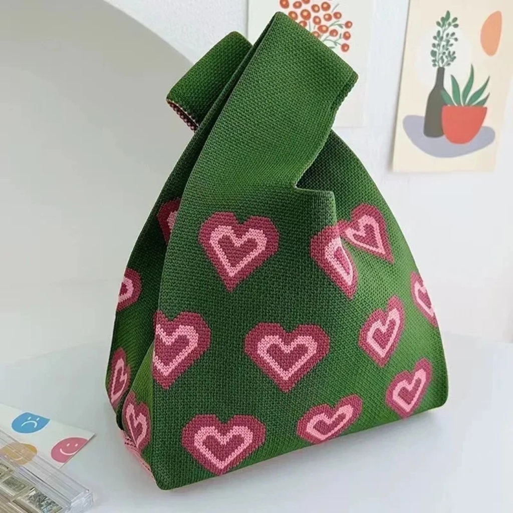 Hearts - Knitted Bag